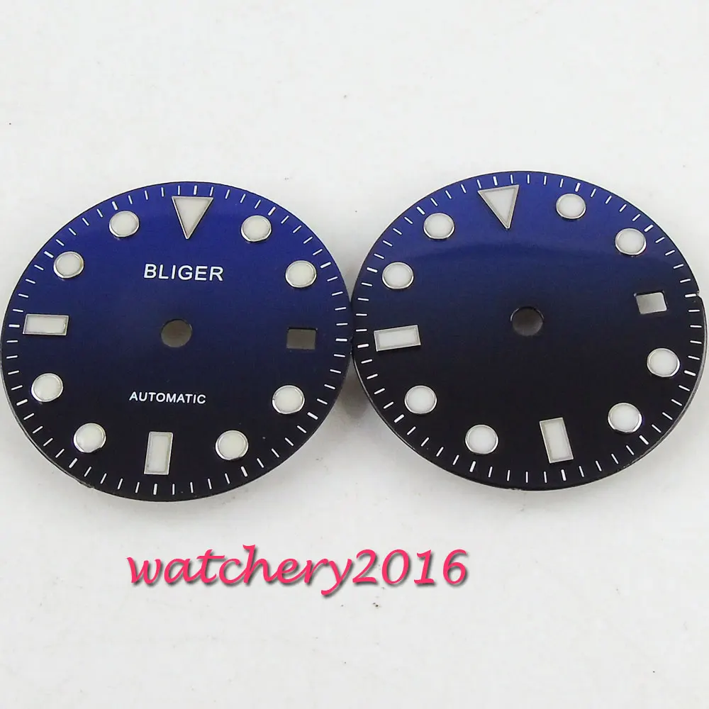 

28.5mm sterile gray blue dial fit ETA 2824 2836 mingzhu 2813 mens watch