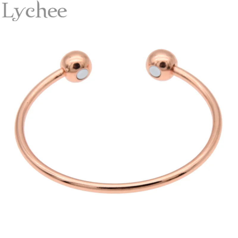 Lychee Винтажный Золотой Серебряный цвет чистый медный магнитный энергетический Браслет для здоровья целебные ювелирные изделия для мужчин и женщин