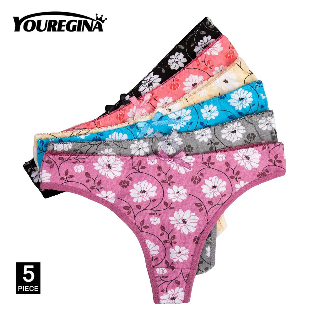 D random color-5 pcs Сексуальные женские хлопковые стринги, трусики, нижнее белье, трусы, нижнее белье, дамское нижнее белье, низкая посадка, бант, для девушек, Милые Удобные, 5 шт./комплект, M-XL - Цвет: D random color-5 pcs