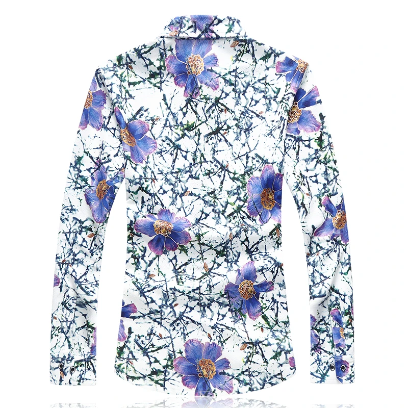 Мужская рубашка с цветочным принтом LONMMY 5XL 6XL 7XL Повседневная длинным рукавом