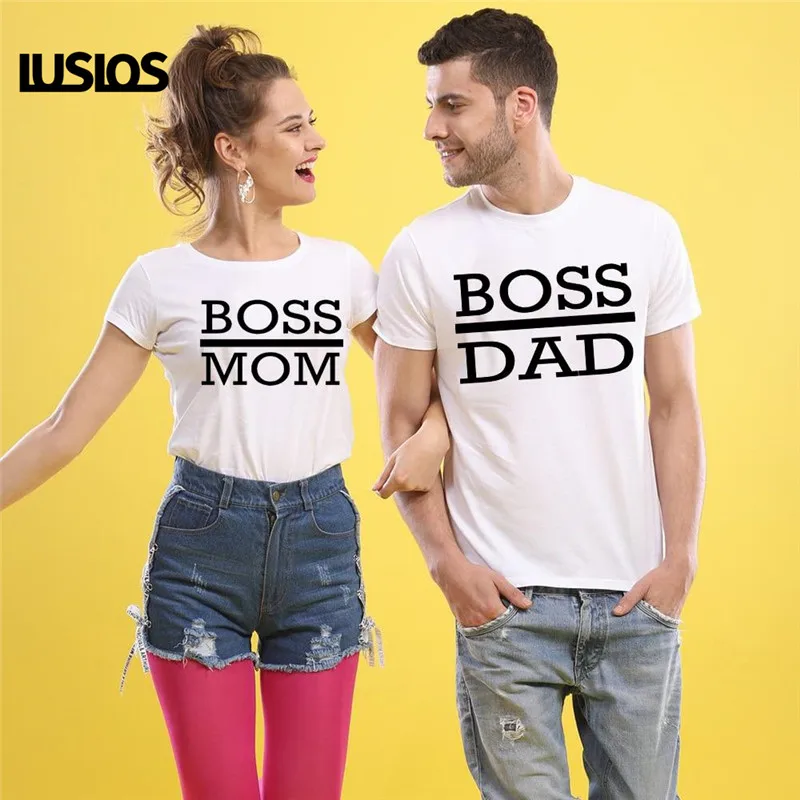 LUSLOS босс мама Boss футболка для папы пара с принтом буквами летние футболки