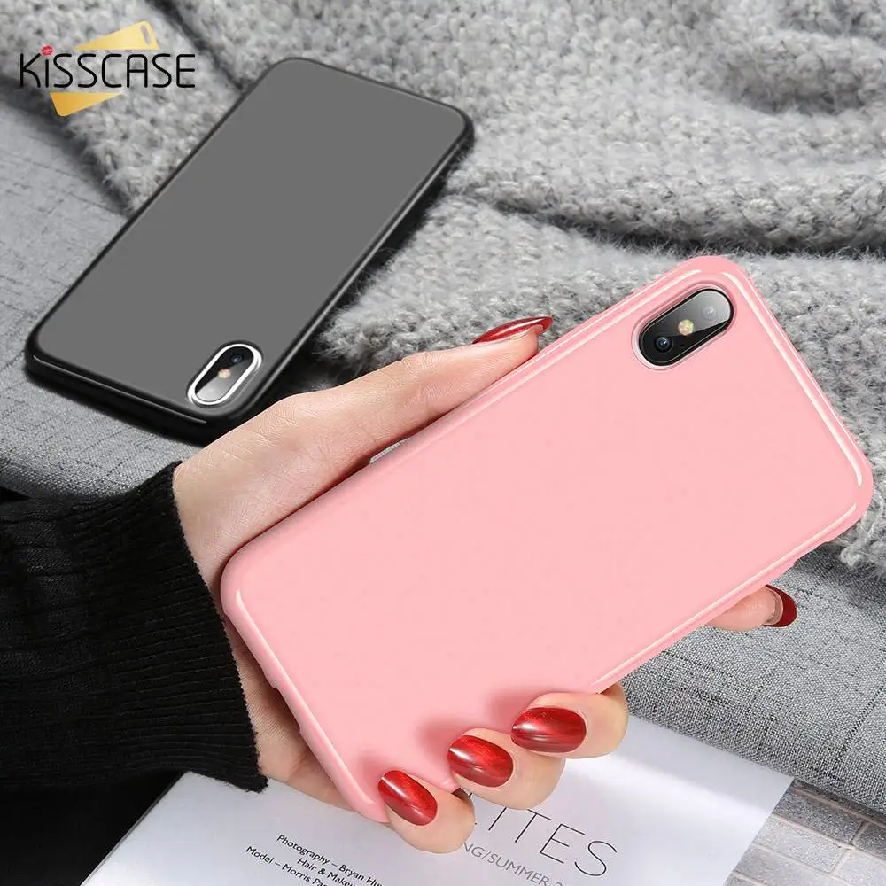 KISSCASE Мягкий ТПУ чехол для телефона iPhone 7 8 XS MAX XR 6S X карамельный цвет