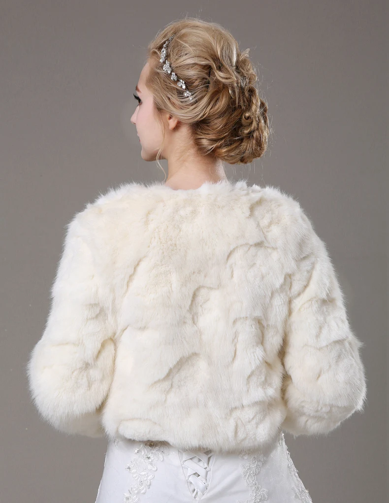 Новинка 2016 зимние шерстяные шали свадебные платья теплое белое меховое пальто с