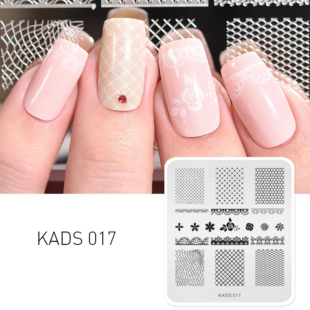 KADS Мода Цветы и Кружева Дизайн Ногтей Печать Плиты Nail Art Шаблон Красоты Маникюр