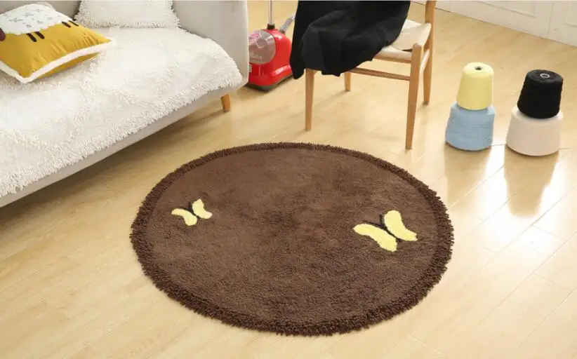 Brown Круглый 100 см мультфильм мягкий дверной коврик Прекрасный домашний моющийся ковер comfortablemerugs коврик для ванной Анти-доказательство поглощения воды - Цвет: Brown