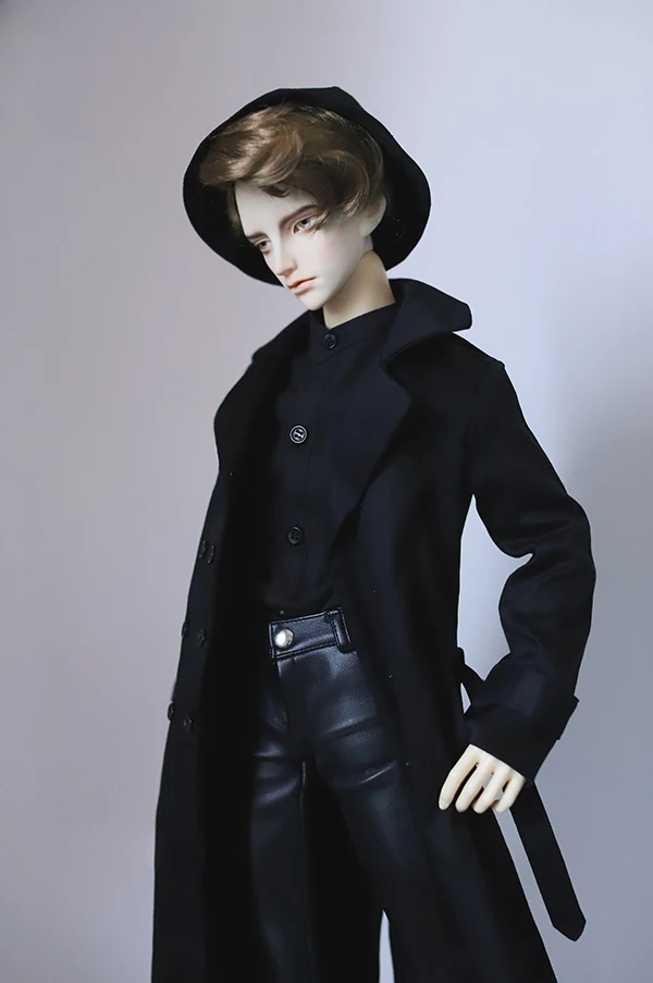 Черное двубортное пальто от пыли с поясом для куклы 1/3 1/4 BJD DD SD MSD SD17 Uncle SSDF