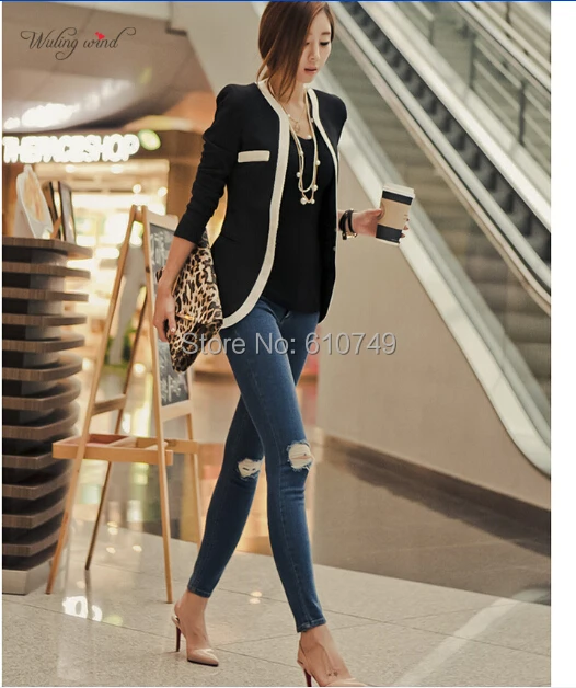 Весенняя новинка модное женское пальто тонкий костюм с длинным рукавом куртка