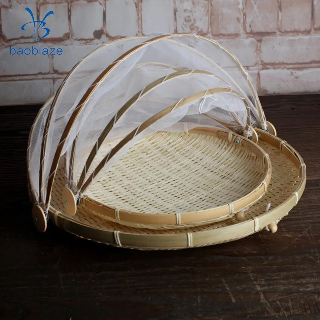 2xbamboo палатка корзина сервировочная Еда Открытый Пикник всплывающий сетчатый