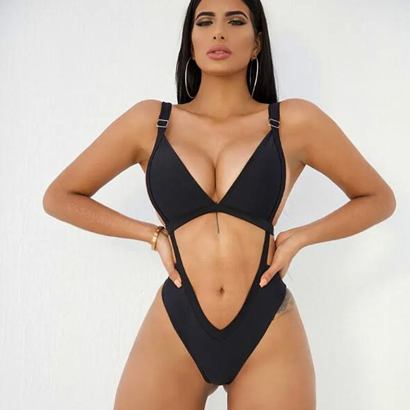 Black swimsuit Хит, бикини, Mujer, сексуальные черные стринги, сдельный купальник, женский слитный купальник, Женский Монокини, пляжный купальник, трикини - Цвет: Black swimsuit