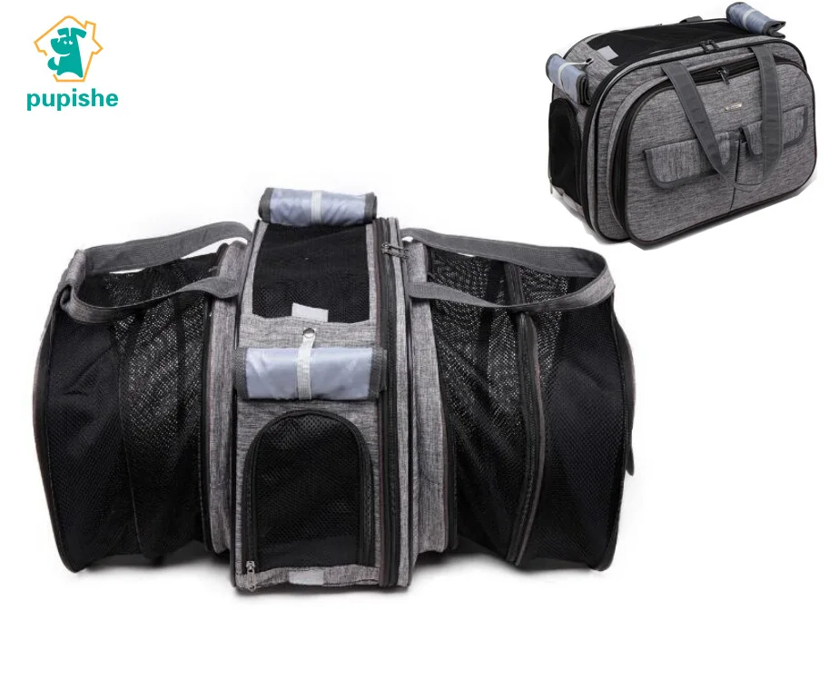 

PUPISEH Dog Carrier Bag Airline Approve Car Pet Carrier Breathable Cat Dog Outdoor Bag Foldable Small/Medium Dog Shoulder Bag