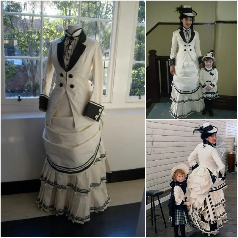 Винтажные бежевые костюмы в стиле викторианского стиля 1860s Scarlett Civil War Southern Belle