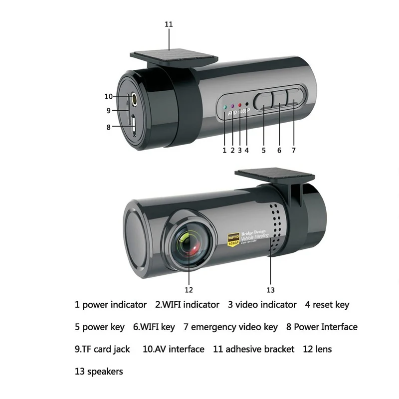 VicTsing 1080P Full HD Автомобильный WIFI подключение DVR Регистратор данных тахограф