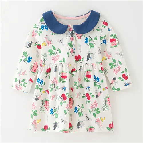 T0518 white Платья для девочек; одежда для малышей; осеннее платье из хлопка; детская одежда с длинными рукавами; детская одежда с воротником; вечерние платья для маленьких девочек - Цвет: T0518 white