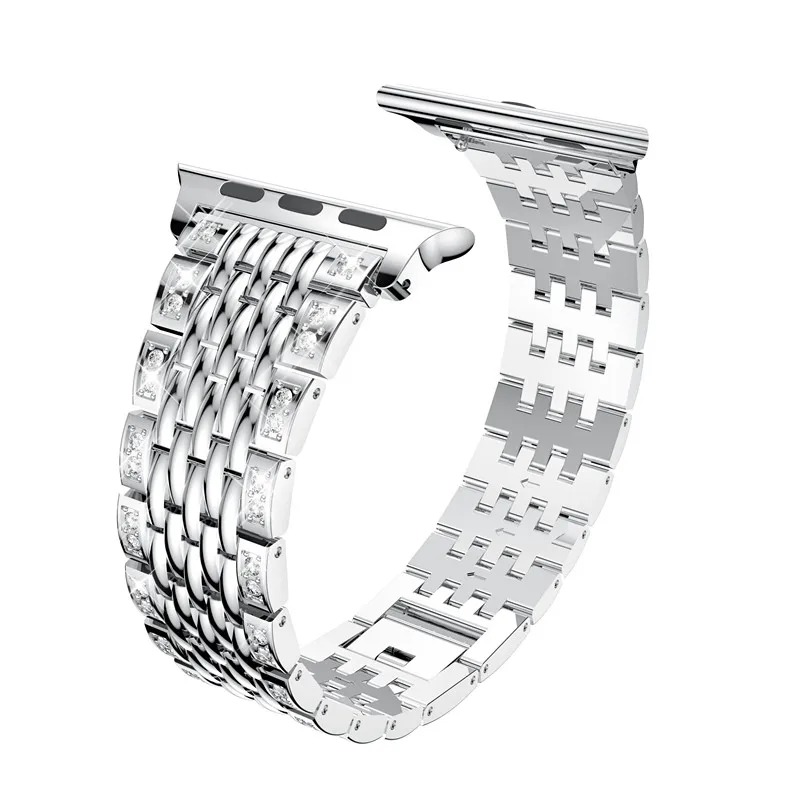 silver Ремешок для Apple Watch 4, 44 мм, ремешок 38 мм, серия 4, 3, 2, 1, браслет из розового золота, браслет из нержавеющей стали для Apple Watch 42 мм, ремешок 40 мм - Цвет ремешка: silver