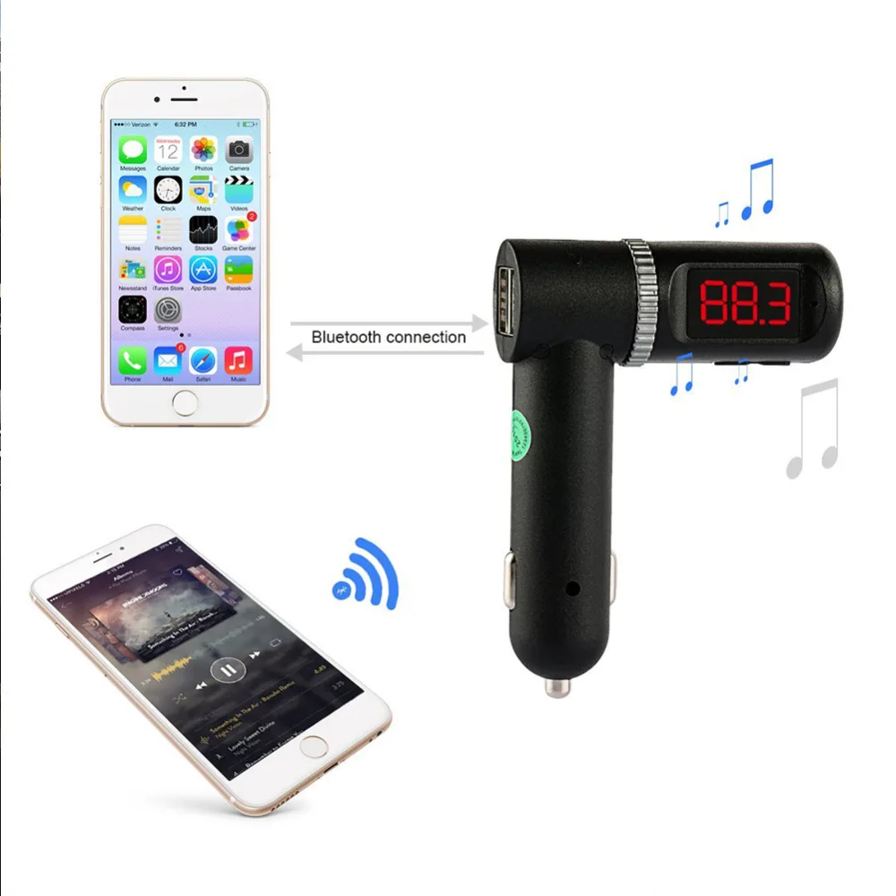 Беспроводное автомобильное зарядное устройство с Bluetooth и двумя USB портами