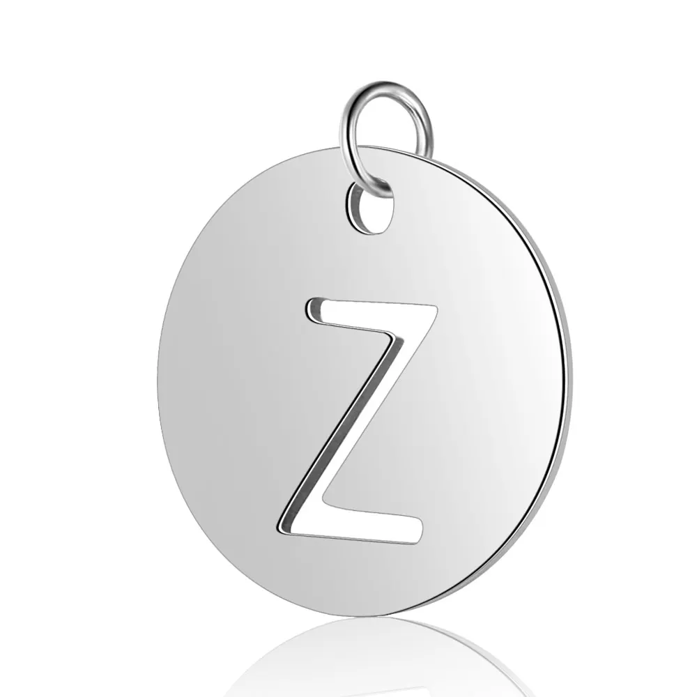 Z 12мм Круглые A-Z кулон "инициалы" 316L Нержавеющая сталь Подвески с буквами модные именные Подвески для изготовления ювелирных изделий DIY Цепочки и ожерелья 10 шт./лот - Окраска металла: Z