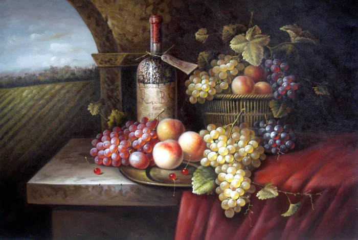 Бесплатная доставка набор красная винная бутылка картина маслом натюрморт