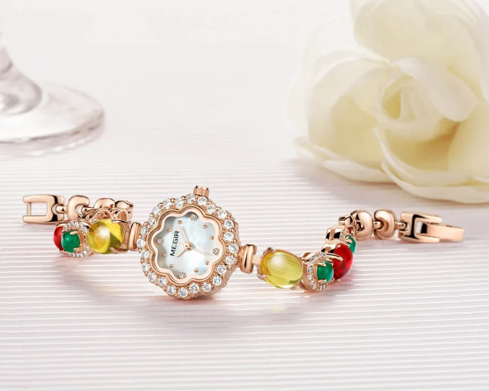 Megir Ультрамодный роскошные часы женские модный бренд Повседневная благородный