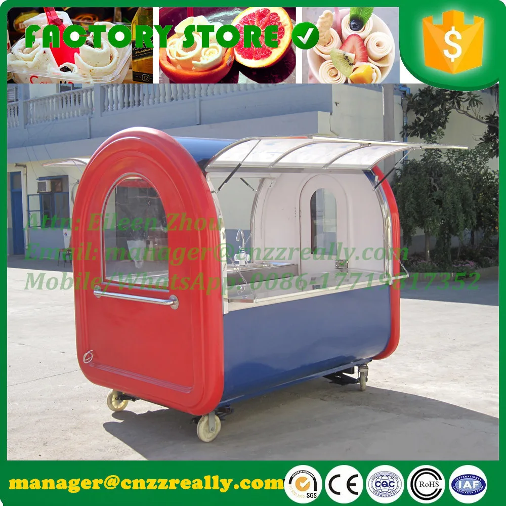 Передвижная тележка с двумя большими окнами уличная для еды продажи мороженого