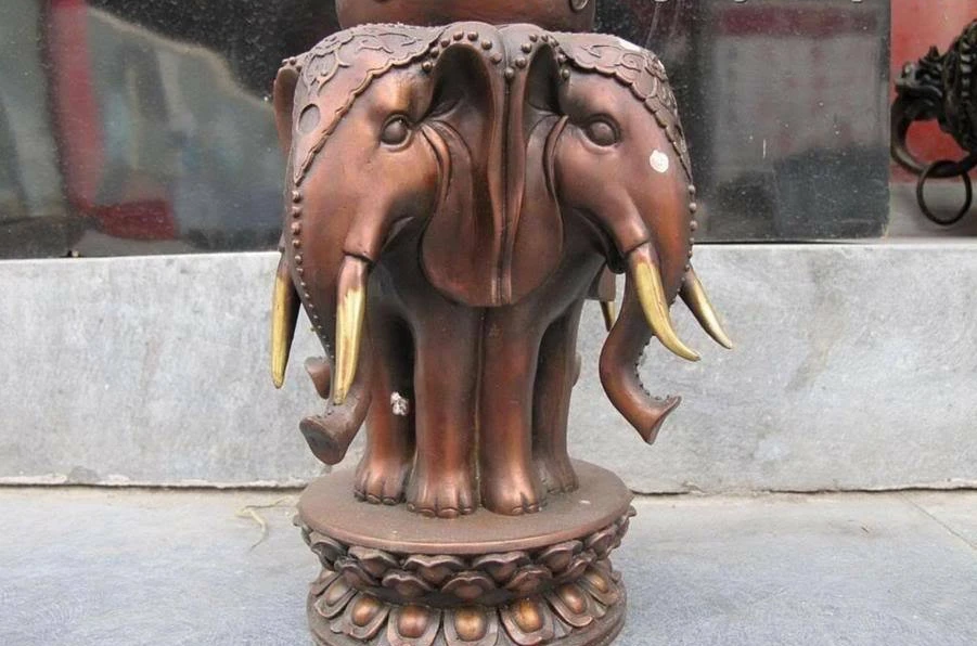 Китайская красная бронза фэн-шуй три слона Зун Статуя счастливого богатства | Дом