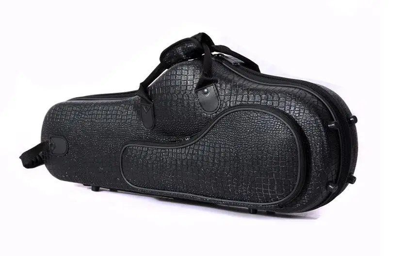 Black leather Альт футляр для саксофона плюс Жесткий литье Ee саксофон чехол коробка может быть поднята Задняя подкладка - Цвет: Black leather