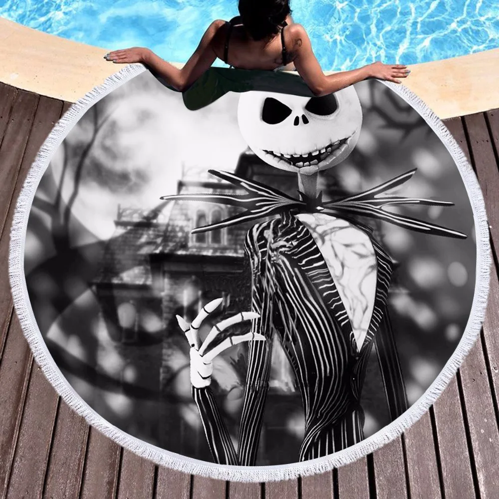Круглое пляжное полотенце с 3D кошмаром перед рождеством гобелен коврик для йоги