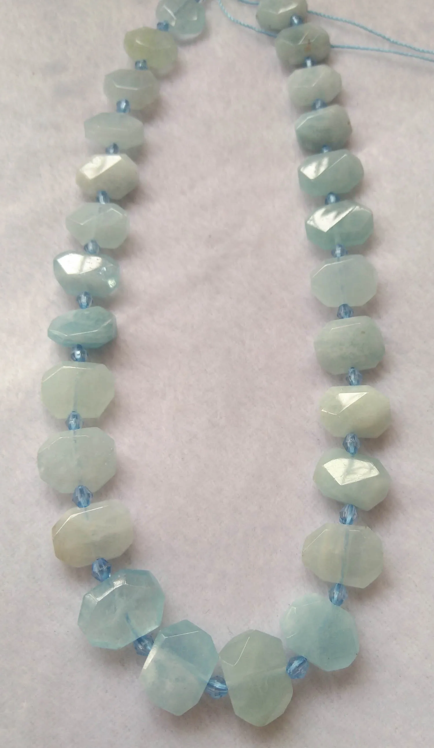 

17inch Real Aquamarine-Beryl Natural Indian Mines, Faceted Nuggets Rectangle freeform loose beads for necklace 12-20mm