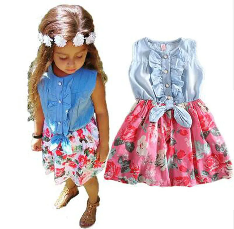 Платье для маленьких девочек коллекция 2019 года красивое детское джинсовое