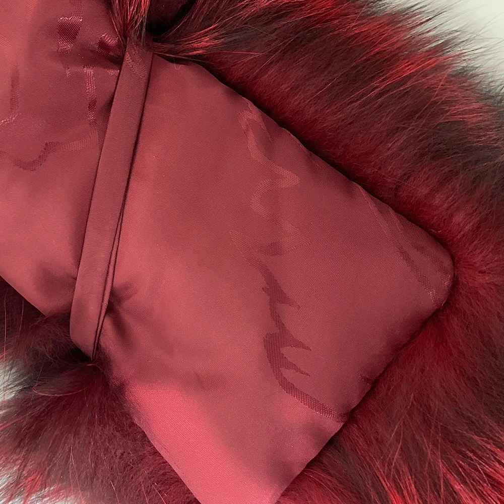 

FURSARCAR New Fashion Long Winter Silver Fox Fur Scarfs For Women Solid Color Scarves Luxury Women's Real Red Fox Fur Scarf
