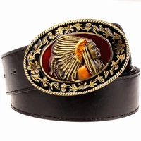 fashion belts metal buckle retro big head belt indian chief western style belt hip hop street dance exaggerated belt