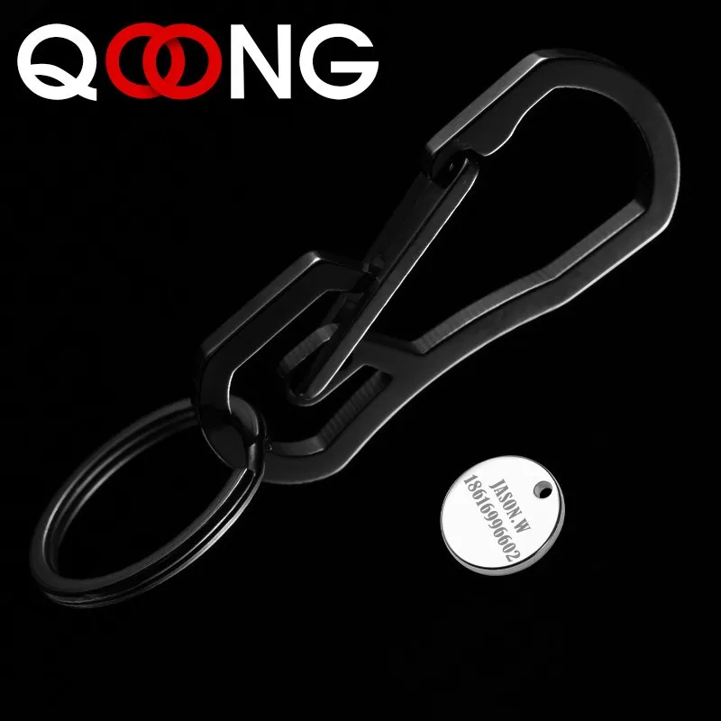 

QOONG 2020 High Quality Metal Keyring Men's Stainless Steel Keychain Key Holder Belt Buckles Chaveiro Car Key Chain Y02