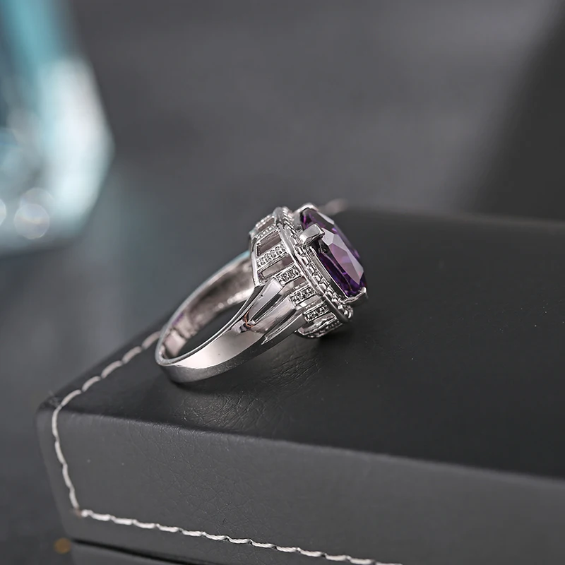 GAOLA New White Gold Color Micro Pave Setting Purple Wedding Ring For Women J0588 | Украшения и аксессуары