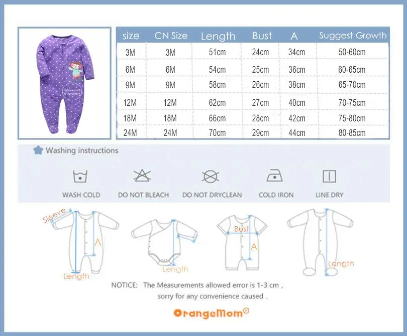 

Orangemom official store baby girl clothes ,fleece one pieces jumpsuits soft Pajamas , 0-24M baby clothing baby costumes romper