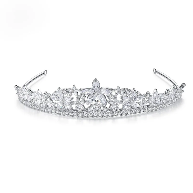 SLBRIDAL Кристаллы Стразы медный кубический цирконий свадебная тиара CZ Свадебная королева принцесса pвечерние ageant Вечеринка Корона подружки невесты для женщин