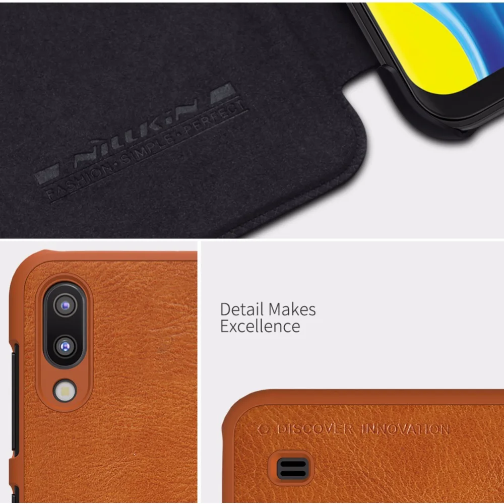 Кожаный чехол для Samsung Galaxy M10 Nillkin QIN защитный флип-чехол с карманом карты |
