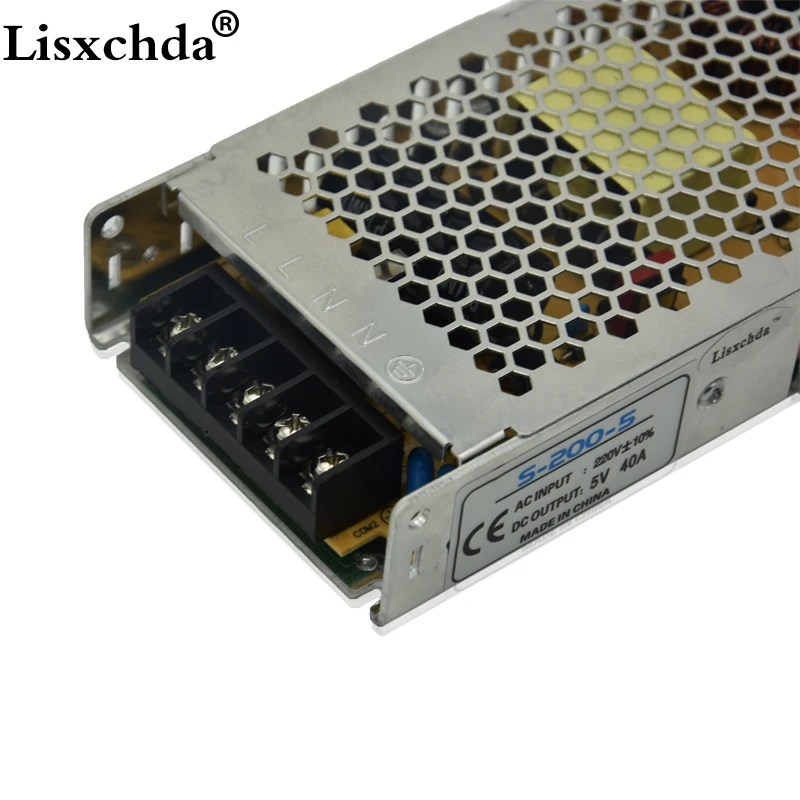 Русский склад Lisxchda 5 В 40A 200 Вт коммутации ультра-тонкий питания драйвера для Светодиодный свет Газа Дисплей AC220V Склад в России. 5-15 дней