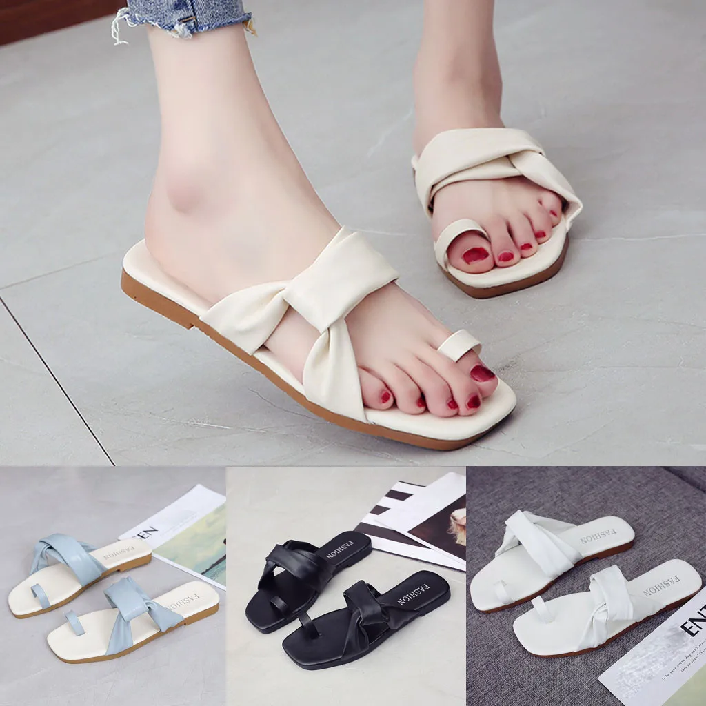 Женские летние шлепанцы chaussures femme с открытым носком одним словом на плоской