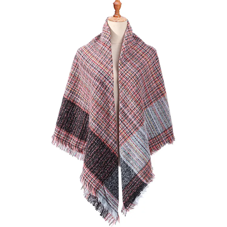 F32 Squre scarf Полосатый Женский шарф, зимние кашемировые шарфы, квадратные шали для женщин, вязаные шарфы, бандана, теплые шарфы - Цвет: F32 Squre scarf