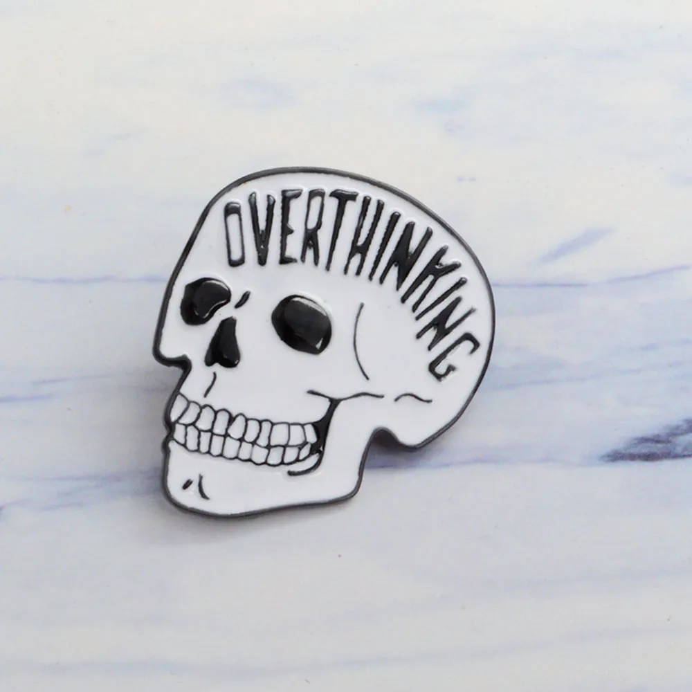 1 предмет творческий дизайн Overthink Череп Мягкий штифт эмали для девочек Лацкан шляпа/булавки "Сумка" джинсовая рубашка женская брошь значок