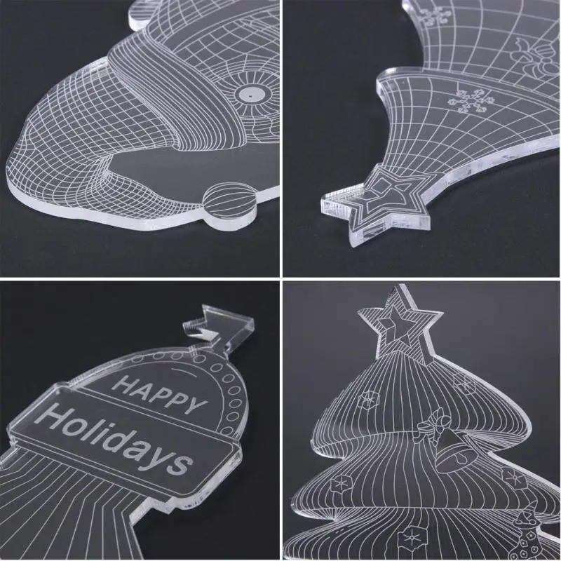 Рождественский Санта-Клаус/Снеговик/олень/дерево 3D Визуальный свет Светодиодная акриловая лампа сенсорный выключатель, настольная лампа Рождественские украшения для дома
