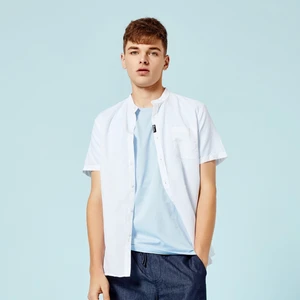 Мужская Однотонная рубашка SEMIR, стильная повседневная приталенная рубашка из хлопка и льна с короткими рукавами, весна 2019