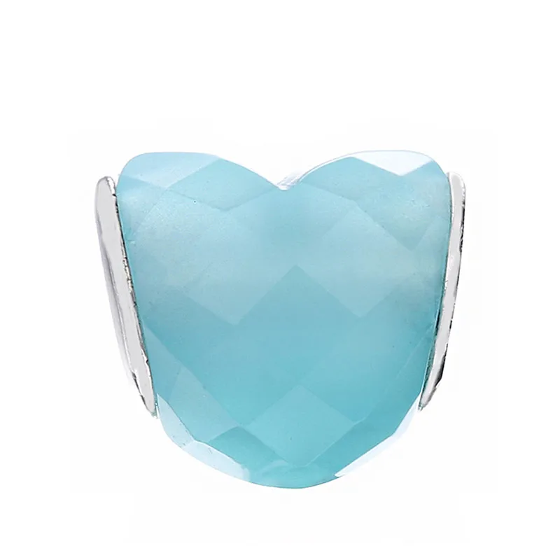 Scuba Blue Charm Lovecabin Дания Весна серебро открыть мое сердце проложить клип многоцветный Цирконий амулеты зажимы 925 пробы серебряные ювелирные изделия - Цвет: Scuba Blue Charm