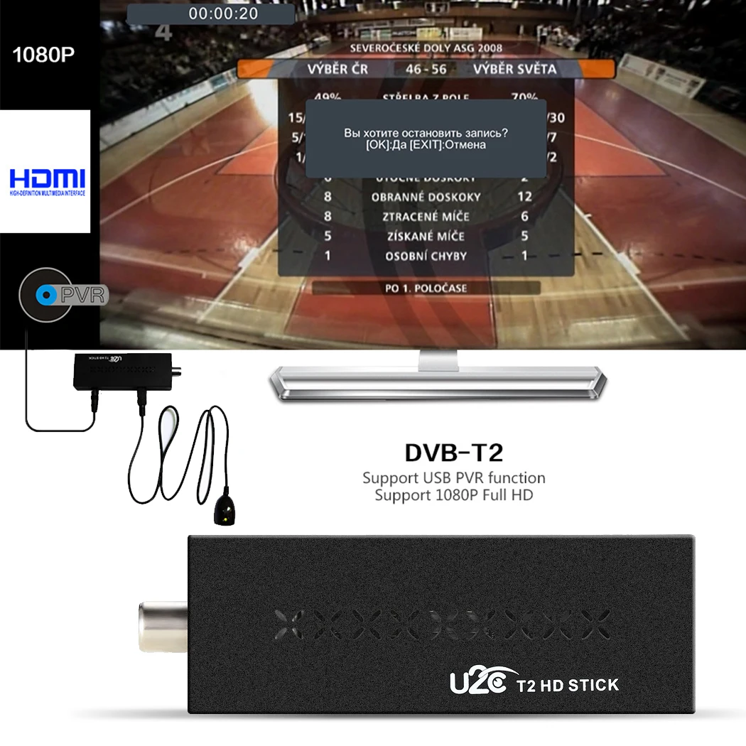 DVB T2 HD TV Stick цифровой наземный ТВ приемник 1080P для приставки DVBT2 H.264 MPEG4 HMI USB тюнер с