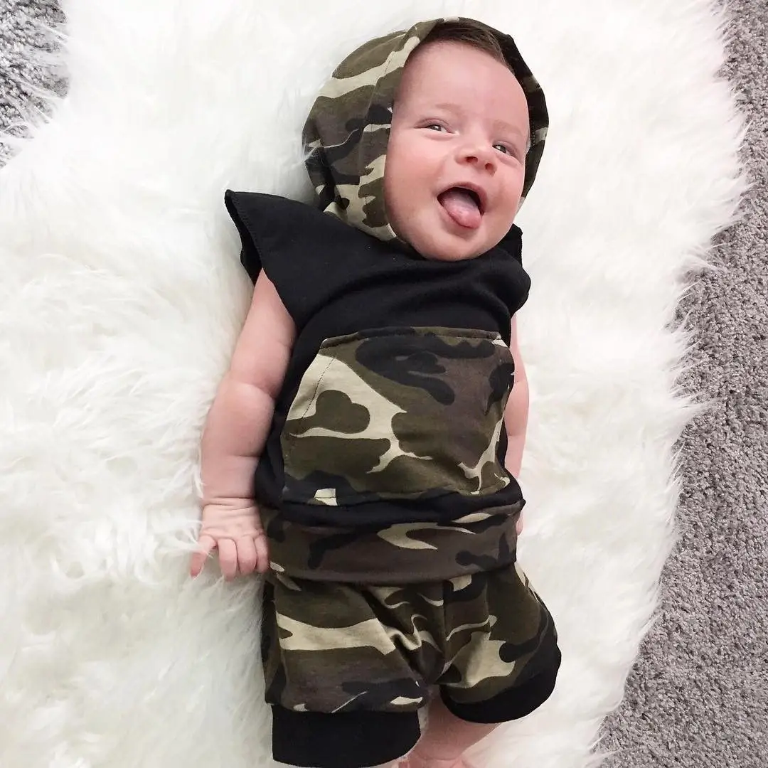 Newborn Infant Toddler Baby Boy Girl Unisex Clothes Hooded Vest Top T shirt Pants Outfits 2PCS Set | Детская одежда и обувь
