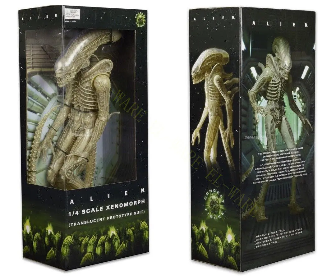 1:4 большой размеры инопланетянин NECA 1/4 весы Xenomorph полупрозрачные прототип костюма
