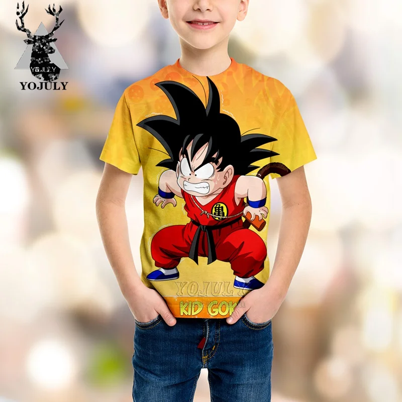 7 YOJULY/Детская Повседневная футболка с 3D принтом аниме, драконий жемчуг, каваи, Гоку летняя футболка одежда для мальчиков и девочек C26 - Цвет: 7