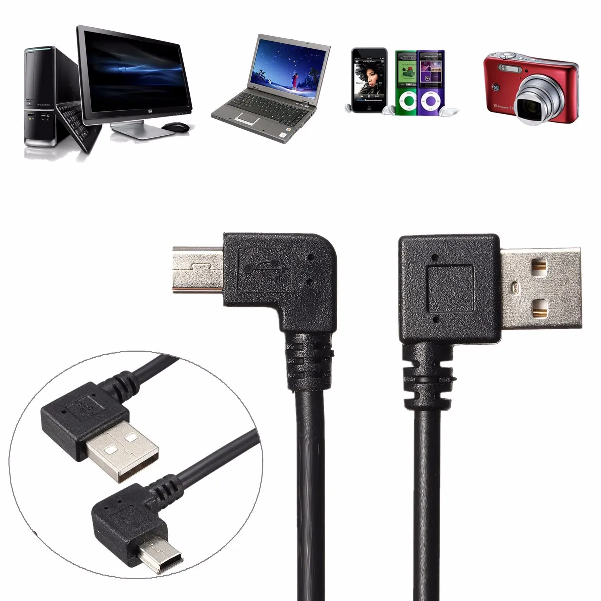 25 см 90 градусов угловой мини USB кабель к 2 0 для синхронизации данных зарядного