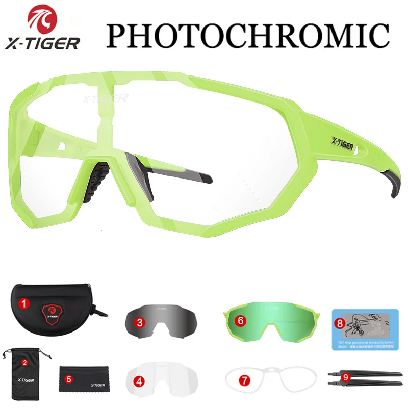Photochromic 010 Фотохромные 3 велосипедные очки со сменными линзами Спортивная одежда для гор велосипедные солнцезащитные очки велосипедные очки для близорукости рамка - Цвет: Photochromic 010