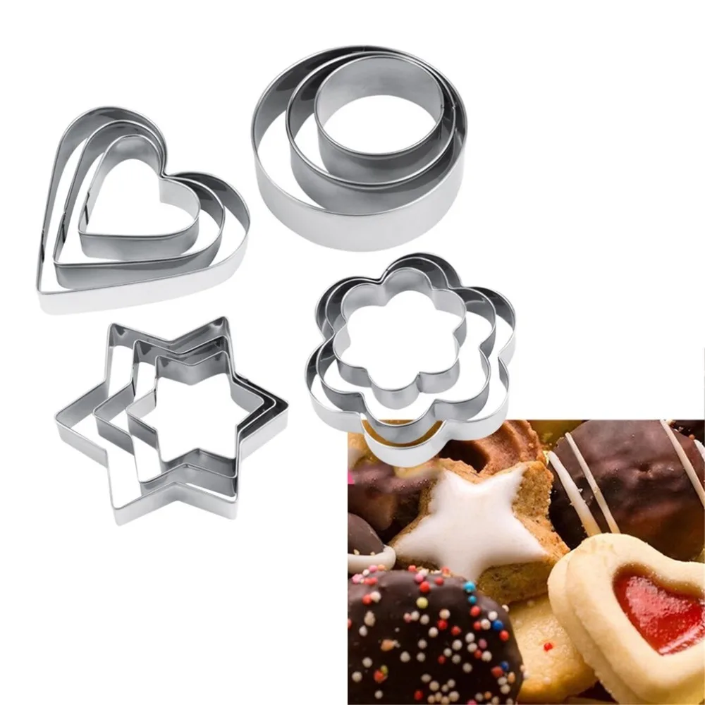 12 шт DIY из нержавеющей стали печенья резаки круглые звезда форма цветка торт