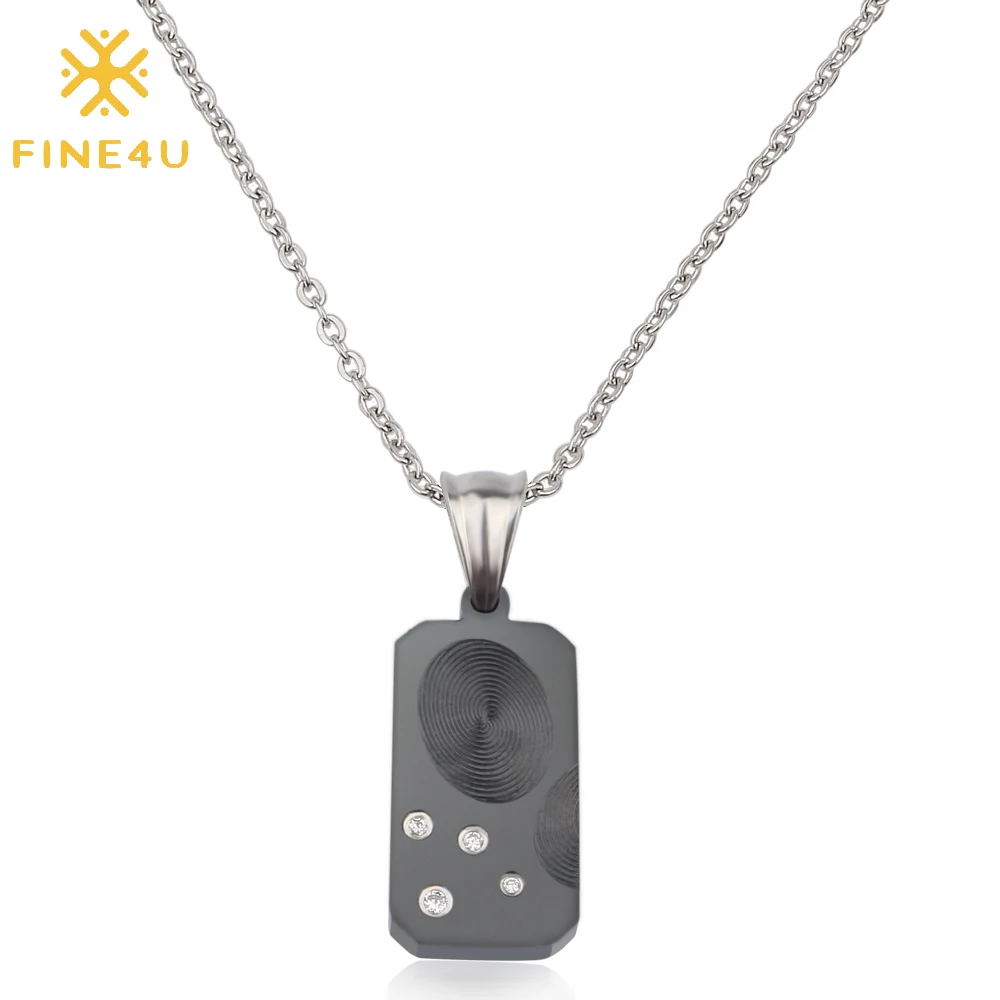 FINE4U N228 из нержавеющей стали ожерелья Dog Tag для женщин ожерелье с отпечатком пальца